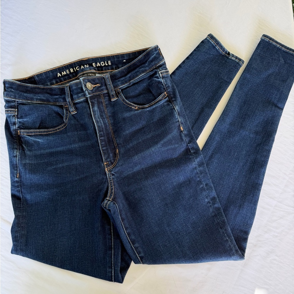 American Eagle Outfitters Women’s Dark Blue High-Rise Skinny Jeans - Picture 1 of 10